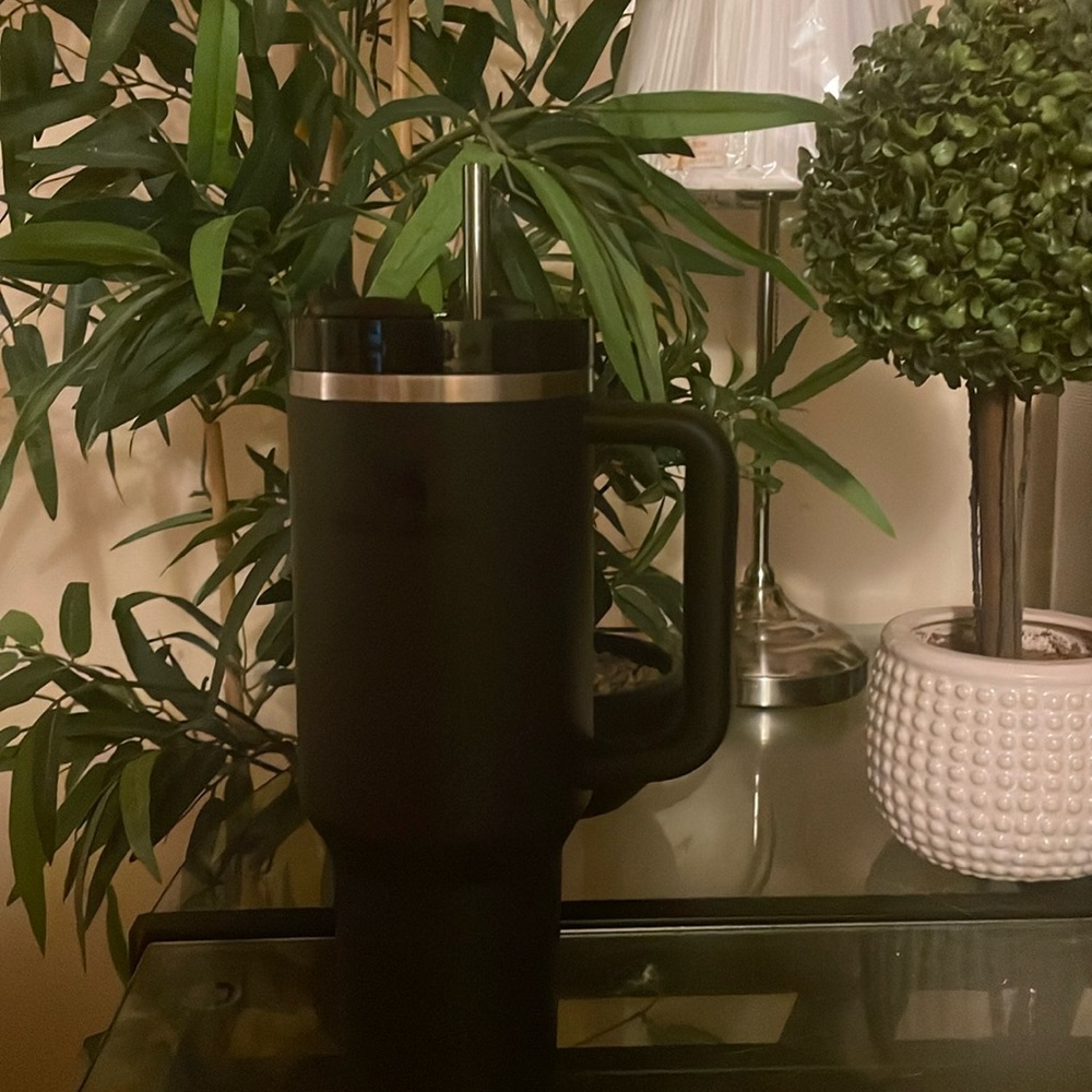 Stanley Matte Black Mug with Handle and Straw